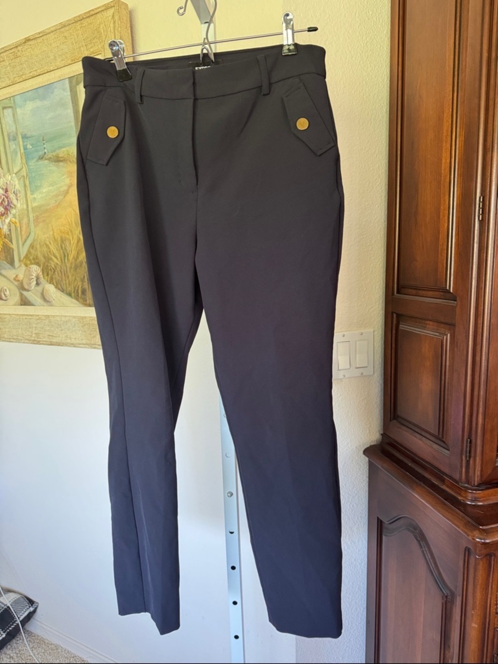 Express Navy Blue Office Straight High Rise Pants Size 8R EUC